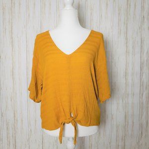 {Allison Joy} Mustard Tie Front Top